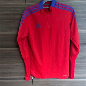 Adidas 3/4 zip prime blue top, thumb holes! Mens S GUC, no snags
